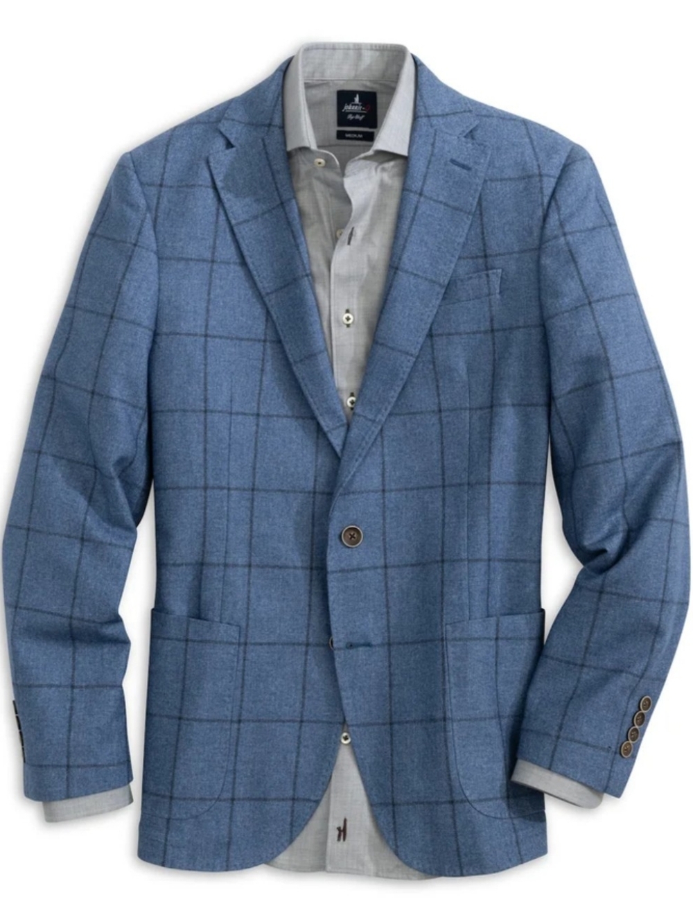 Johnnie-O Albrecht Plaid Sport Coat Laguna Blue Mens Size 40 Regular